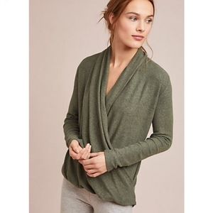 Anthropologie Pure + Good M Olive Cloudfleece Wrap